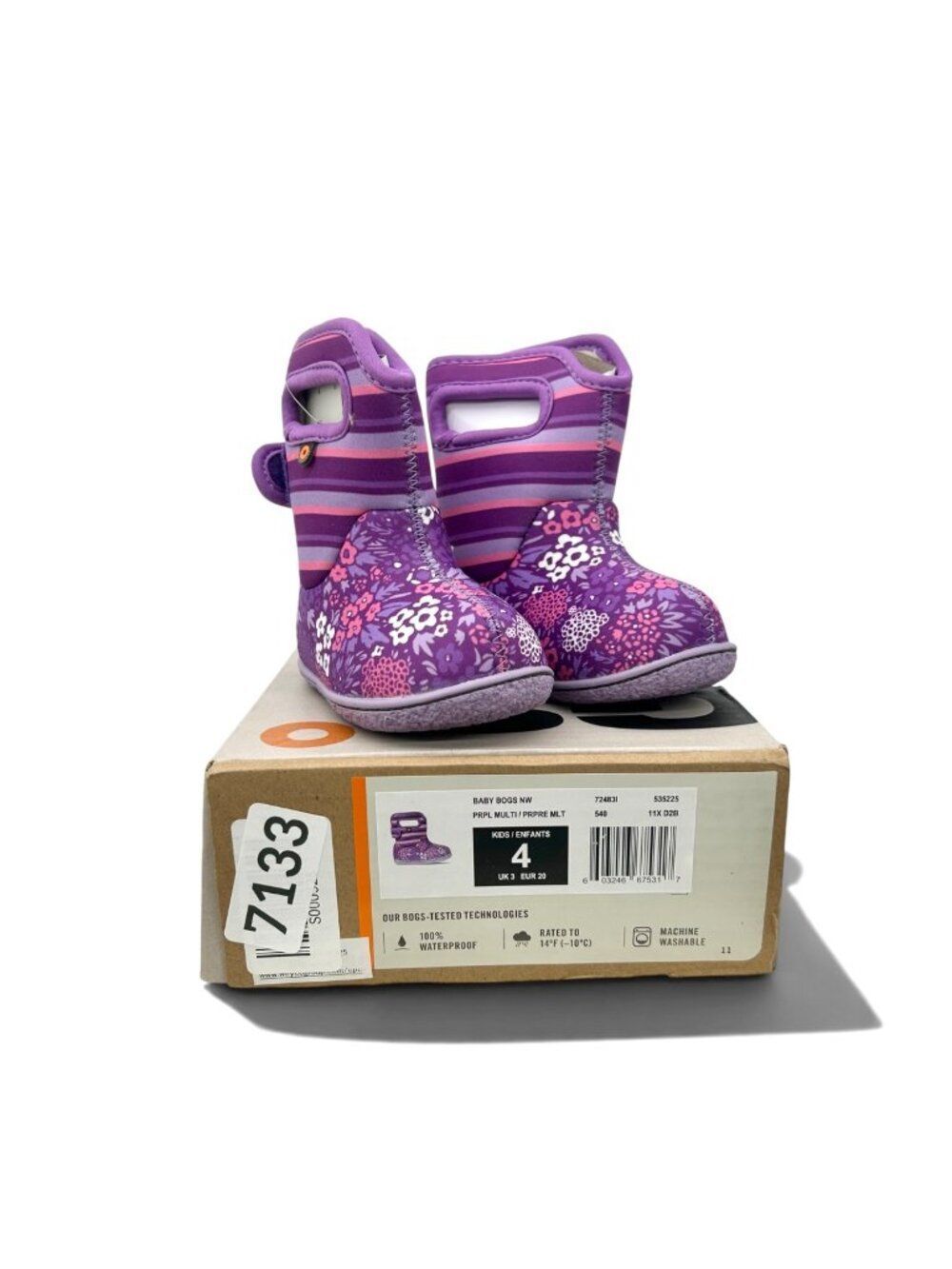 Baby Bogs NW Garden Purple Multi Toddler 4 Rain Boots Waterproof Girls Shoes